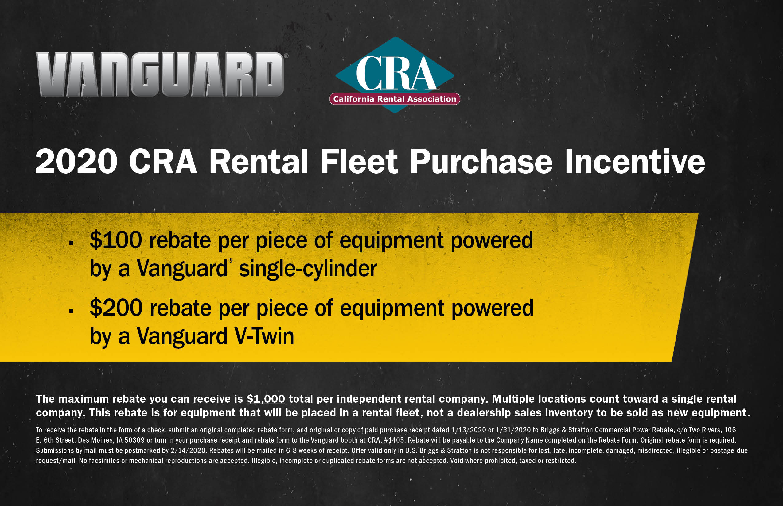 Vanguard 2020 CRA rental fleet purchase incentive