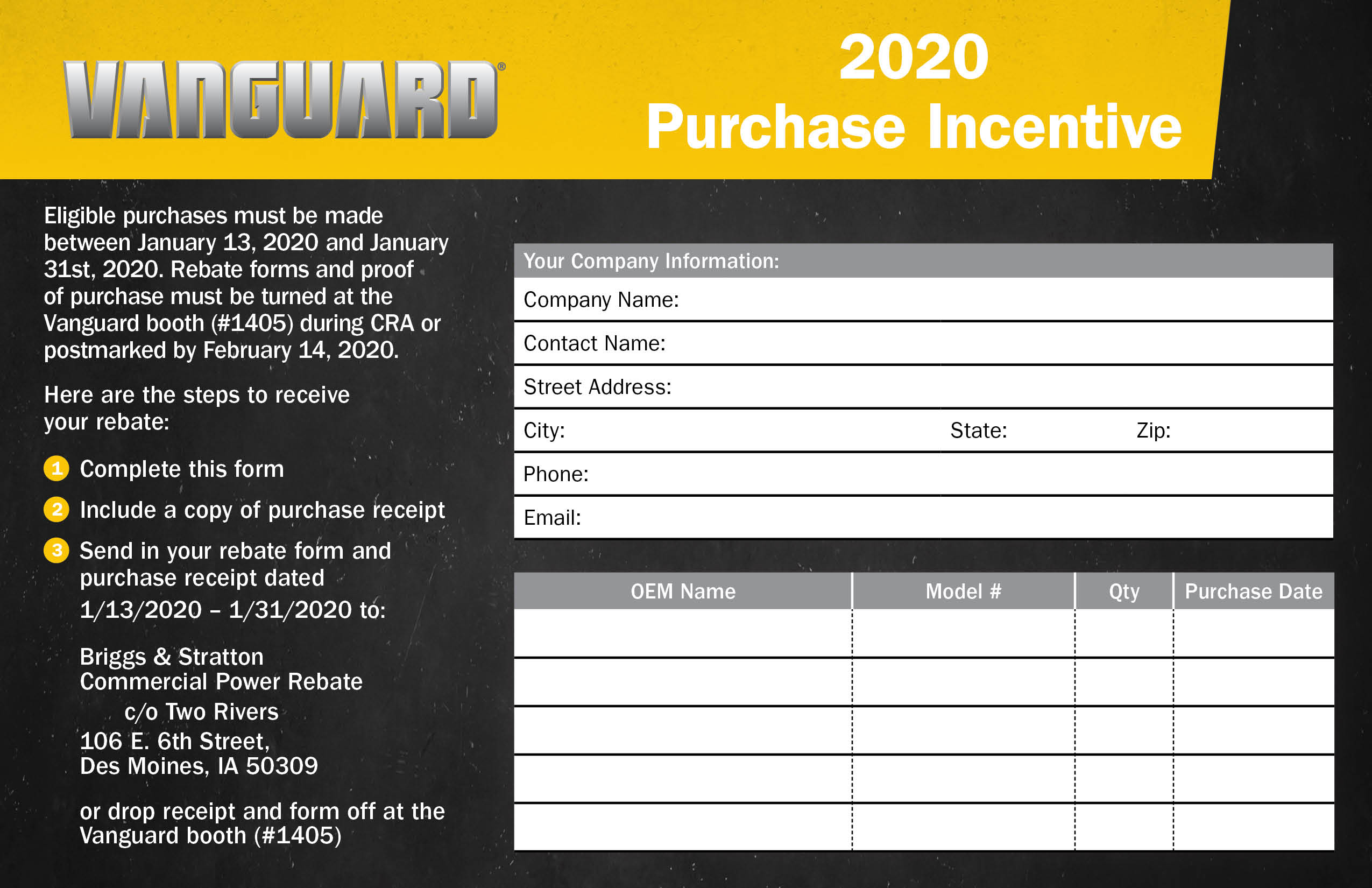 Vanguard 2020 CRA rental fleet purchase incentive rebate form