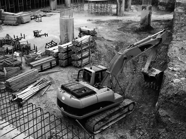 Construction site with equipment powered by Vanguard